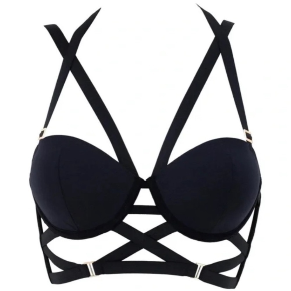 New! Bluebella Rhodes Black Strappy balconette Bra 1827